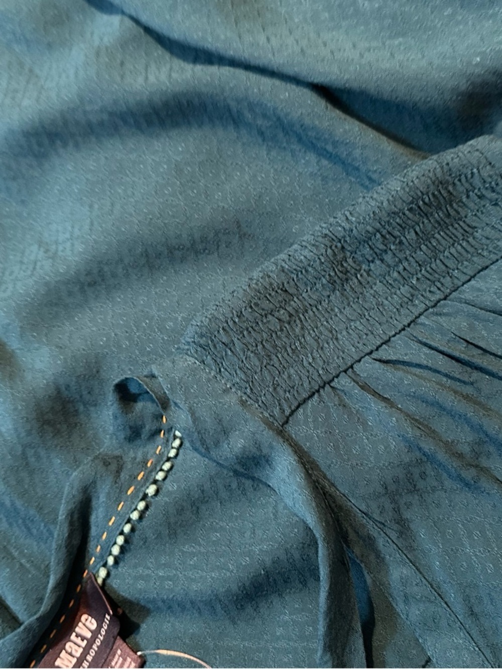 Anthropologie Teal Long-Sleeve Tie-Neck Blouse - Picture 13 of 13